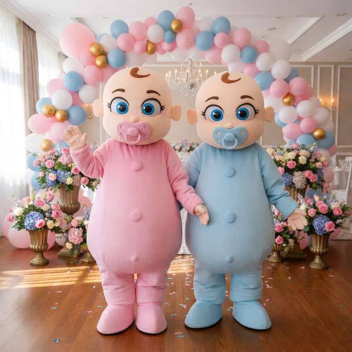Gender Reveal Baby Mascots – Pink and Blue
